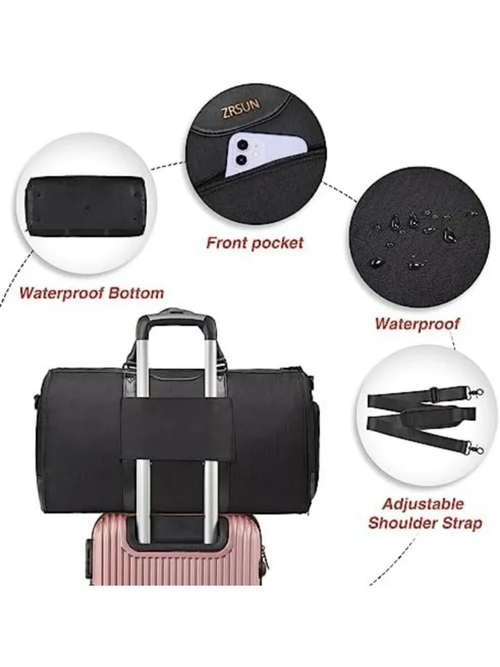 Travel Garment Bag & Duffel, Waterproof Suit Carrier with Shoe Compartment